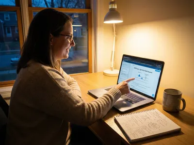 Student studying MRI coursework online at home