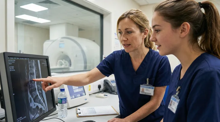 Healthcare worker transitioning into MRI technology training at a clinical site